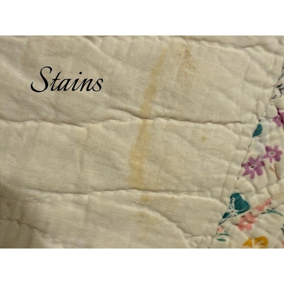 Antique Purple Lavender Yellow Lone Star Quilt Handmade Queen Size 80” X 77” - Picture 8 of 16